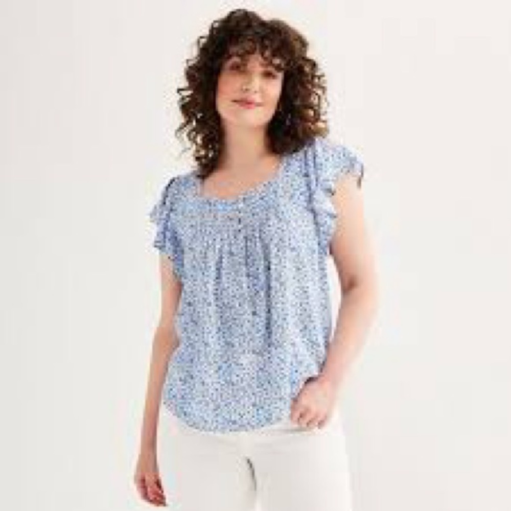 Draper James flutter sleeve smocked top size XL